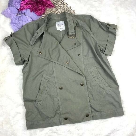 Madewell Jackets & Blazers - Madewell Utility Moto Jacket Short Sleeve Olive Green XS S Oversized Urban Chic